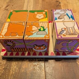 Melissa & Doug Wooden Animal Block Puzzle Set